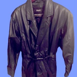 Vintage Wilson Full Length “Shaft” Black Leather Trench Coat